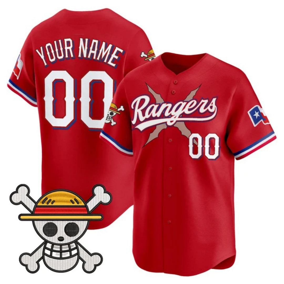 Custom Texas Rangers x One Piece Red Vapor Premier Limited Jersey - Stitched Baseball Jersey - Main View