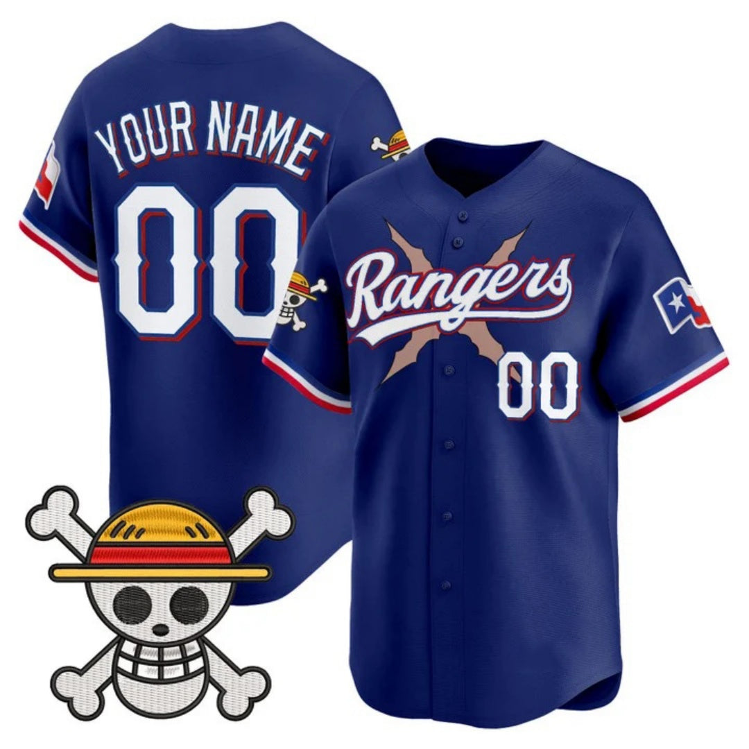 Custom Texas Rangers x One Piece Royal Vapor Premier Limited Jersey - Stitched Baseball Jersey - Main View