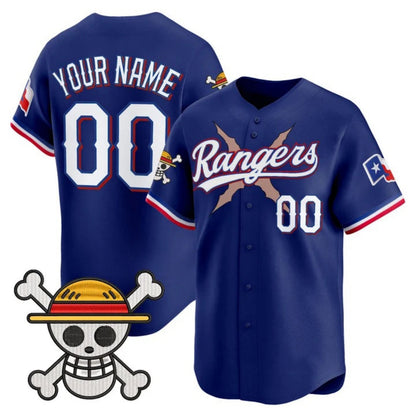 Custom Texas Rangers x One Piece Royal Vapor Premier Limited Jersey - Stitched Baseball Jersey - Main View