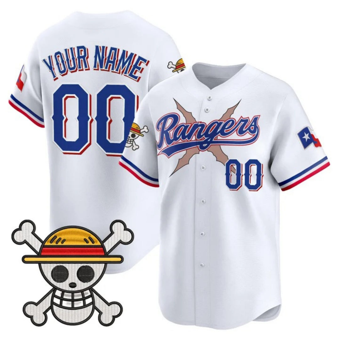 Custom Texas Rangers x One Piece White Vapor Premier Limited Jersey - Stitched Baseball Jersey - Main View