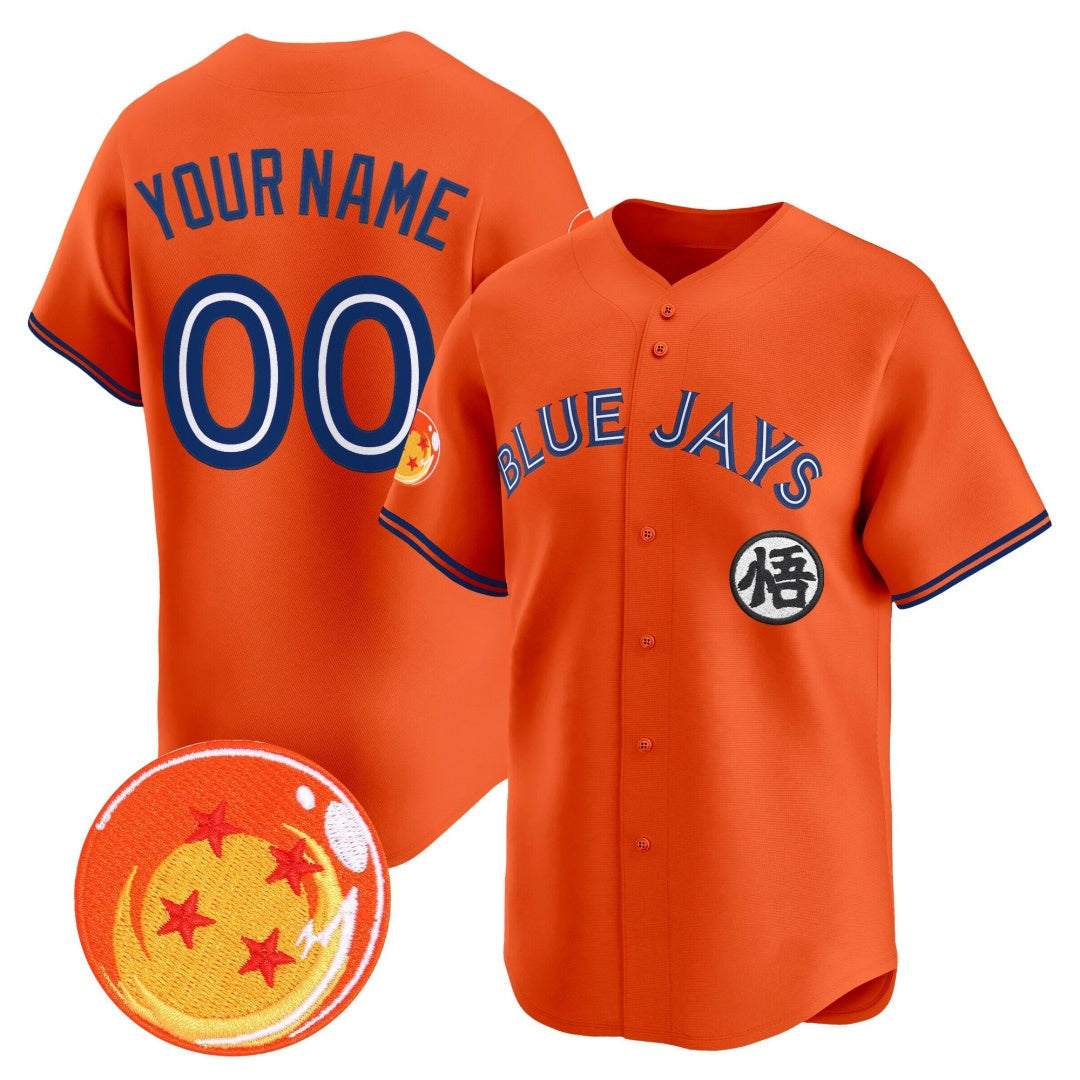 Custom Toronto Blue Jays x Dragon Ball Orange Vapor Premier Limited Jersey - All Stitched Baseball Jersey - Main View