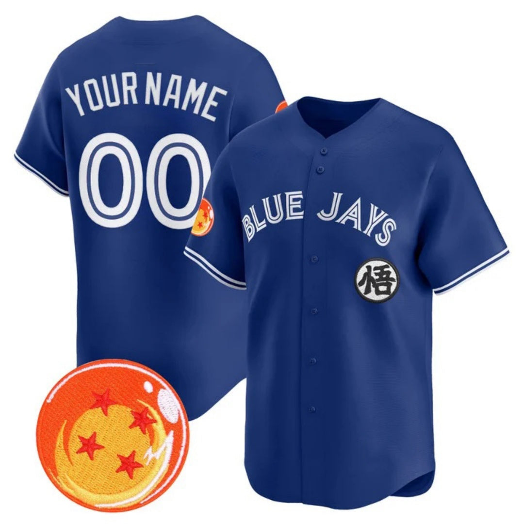 Custom Toronto Blue Jays x Dragon Ball Royal Vapor Premier Limited Jersey - All Stitched Baseball Jersey - Main View