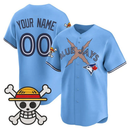 Custom Toronto Blue Jays x One Piece Blue Vapor Premier Limited Jersey - Stitched Baseball Jersey - Main View