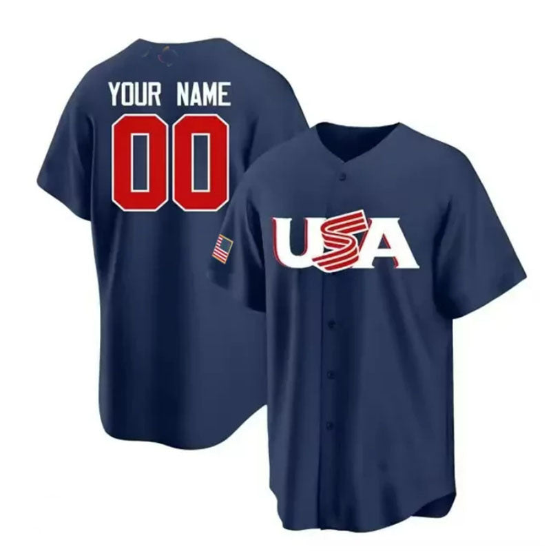 Custom USA 2023 World Baseball Classic Replica Jersey ¨C Navy Blue Stitches Baseball Jerseys - Main View