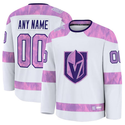 Custom V.Golden Knights Fanatics 2024 Hockey Fights Cancer Practice Jersey - White Stitched American Hockey Jerseys - Main View