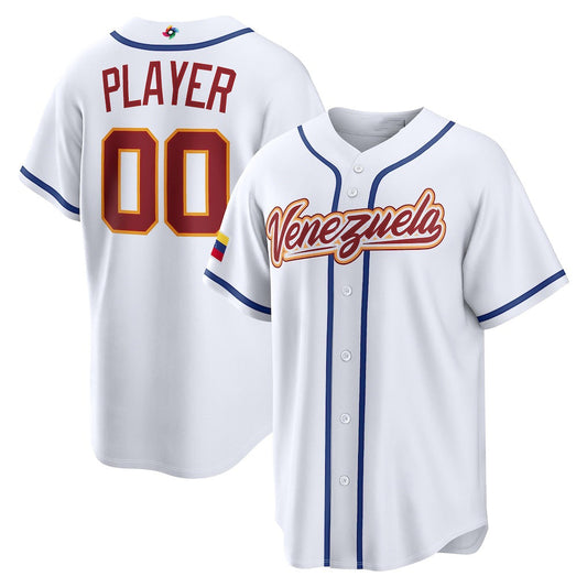 Custom Venezuela Baseball 2026 World Baseball Classic Home Pick-A-Player Jersey - White Baseball Jersey Tailgate Goods - Main View