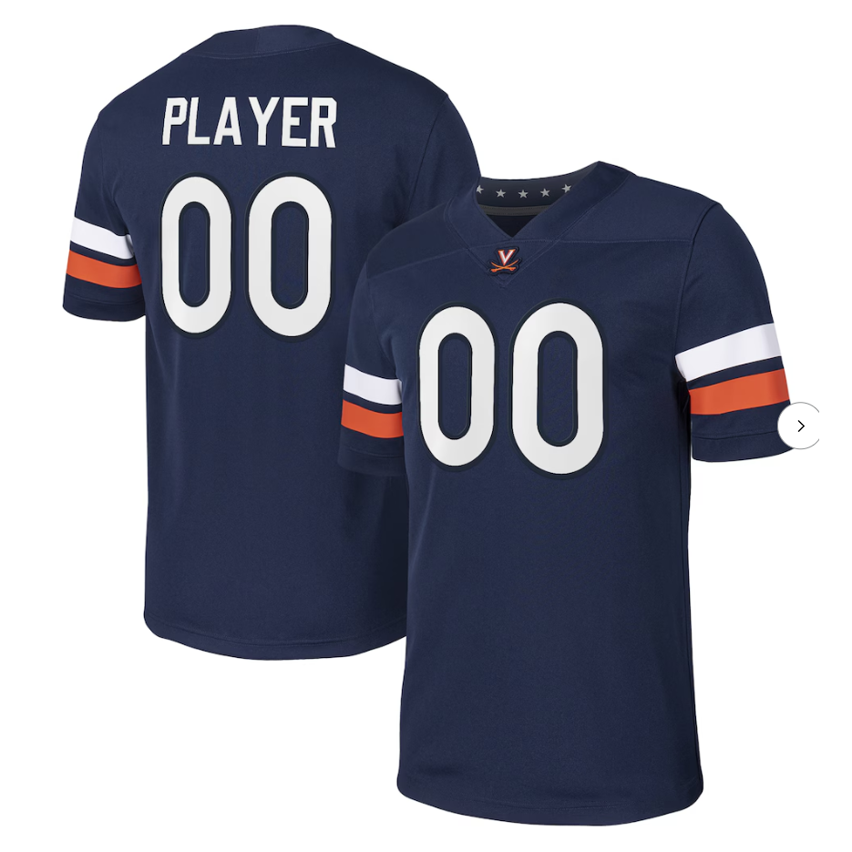 Custom Virginia Cavaliers Navy NIL Football Game Jersey - Main View