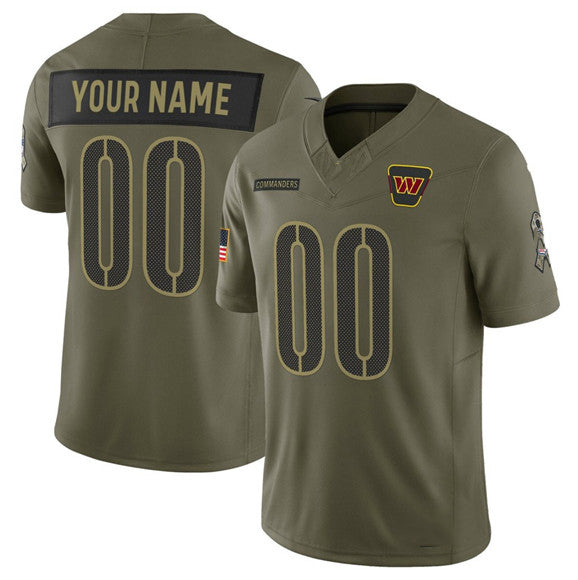 Custom W.Commanders Active Player Olive 2025 Salute to Service Limited Football Stitched Jersey - Main View