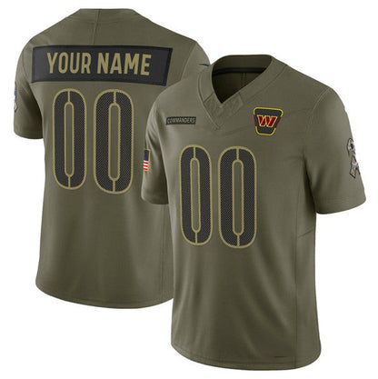 Custom W.Commanders Active Player Olive 2025 Salute to Service Limited Football Stitched Jersey - Main View
