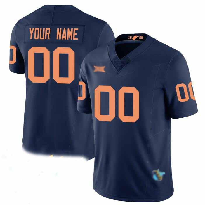Custom W.Virginia Mountaineers ACTIVE PLAYER Navy F.U.S.E. 1965-2025 Throwback Stitched American College Jerseys - Main View