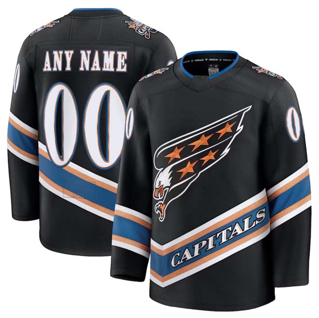 Custom W.Capitals Active Player Black 2024-25 Alternate Stitched American Hockey Jerseys - Main View
