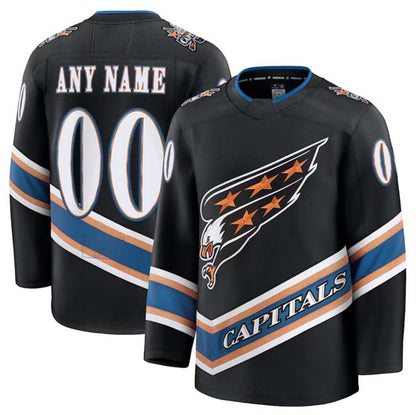 Custom W.Capitals Active Player Black 2024-25 Alternate Stitched American Hockey Jerseys - Main View