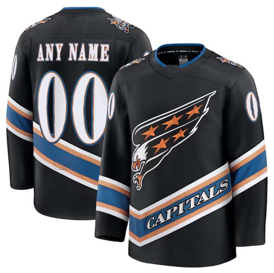 Custom W.Capitals Active Player Black 2024-25 Alternate Stitched American Hockey Jerseys - Main View