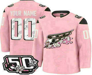 Custom W.Capitals Pink 50th Anniversary Authentic Stitched American Hockey Jerseys - Main View