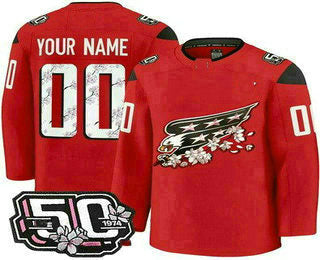 Custom W.Capitals Red 50th Anniversary Authentic Stitched American Hockey Jerseys - Main View