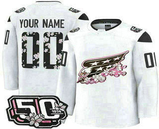 Custom W.Capitals White 50th Anniversary Authentic Stitched American Hockey Jerseys - Main View