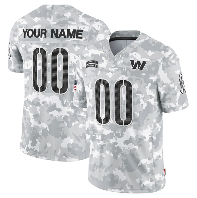 Custom W.Commanders Active Player 2024 F.U.S.E Arctic Camo Salute To Service Limited Stitched Football Jersey - Main View