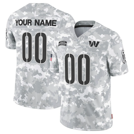 Custom W.Commanders Active Player 2024 F.U.S.E Arctic Camo Salute To Service Limited Stitched Football Jersey - Main View