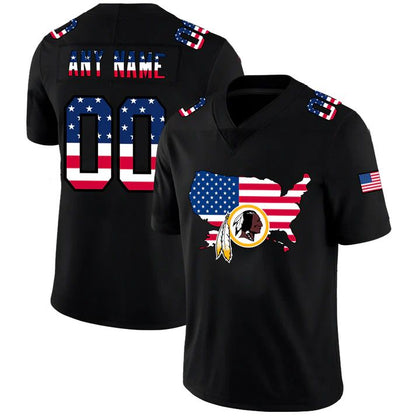 Custom W.Commanders Black Limited Fashion Flag Stitched Jersey Football Jerseys - Main View