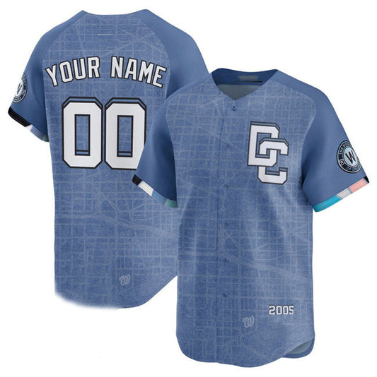 Custom Washington Nationals ACTIVE PLAYER Blue 2025 City Connect Limited Stitched Baseball Jersey - Main View