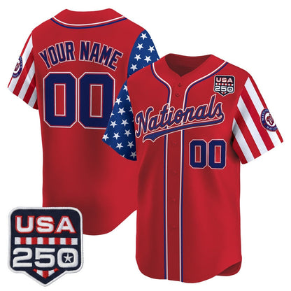Custom Washington Nationals America 250 Edition Vapor Premier Limited Red Stitched Baseball Jersey - Main View