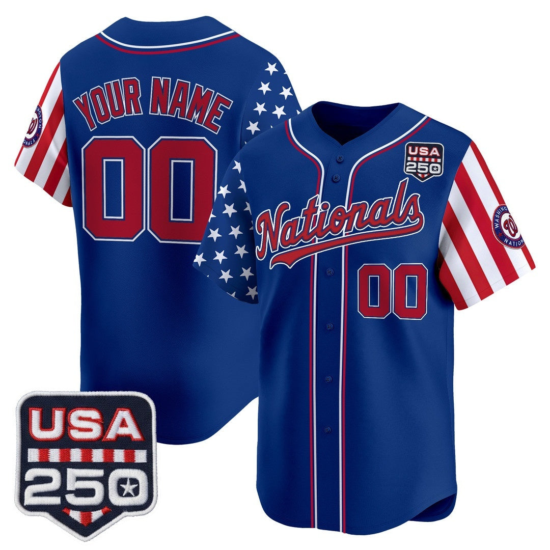 Custom Washington Nationals America 250 Edition Vapor Premier Limited Royal Stitched Baseball Jersey - Main View