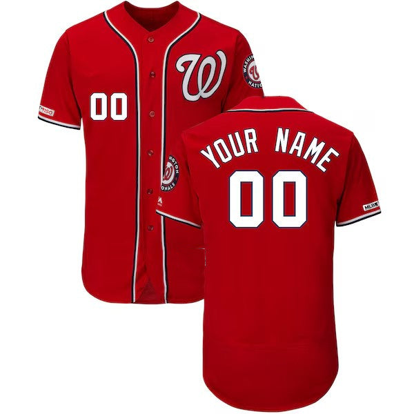 Custom Washington Nationals Majestic Alternate Scarlet Flex Base Stitched Baseball Jersey - Main View
