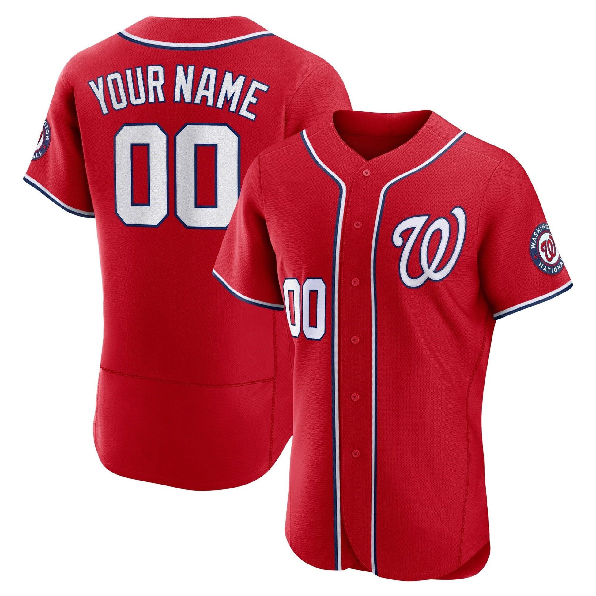 Custom Washington Nationals Scarlet Flex Base Stitched Baseball Jersey - Main View