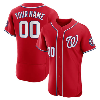 Custom Washington Nationals Scarlet Flex Base Stitched Baseball Jersey - Main View