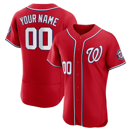 Custom Washington Nationals Scarlet Flex Base Stitched Baseball Jersey - Main View