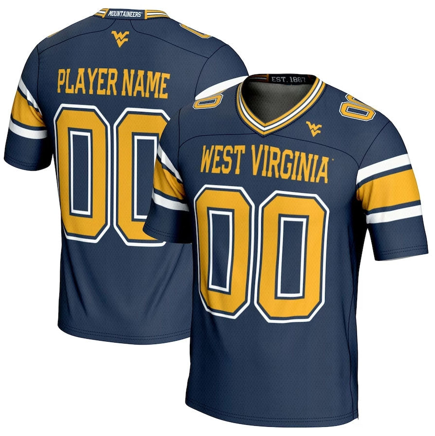 W.Virginia Mountaineers GameDay Greats NIL Pick-A-Player Football Jersey - Navy American College Jerseys - Main View
