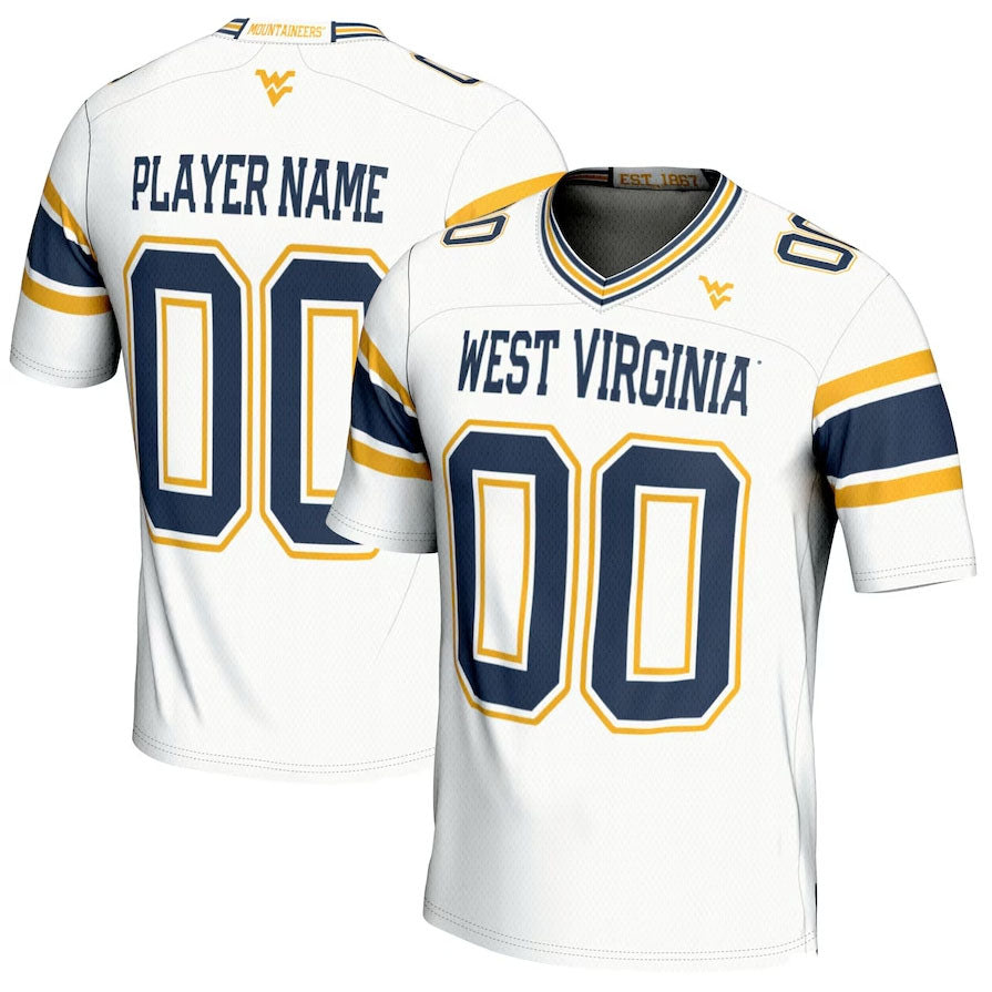 W.Virginia Mountaineers GameDay Greats NIL Pick-A-Player Football Jersey - White American College Jerseys - Main View