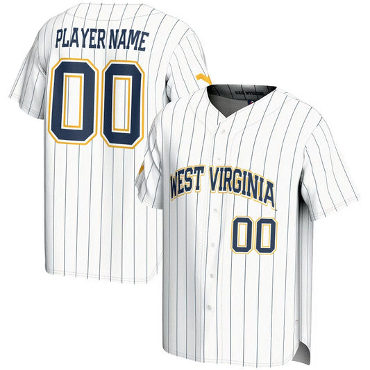 W.Virginia Mountaineers GameDay Greats NIL Pick-A-Player Lightweight Baseball Jersey - White American College Jerseys - Main View