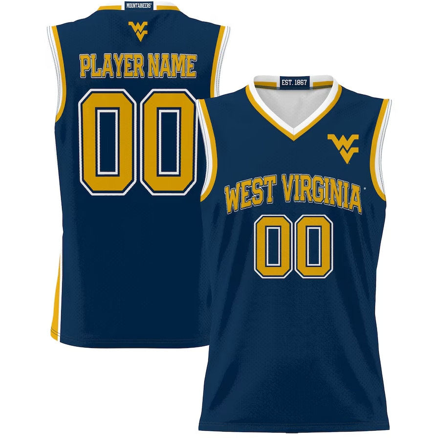 W.Virginia Mountaineers GameDay Greats NIL Pick-A-Player Lightweight Basketball Jersey - Navy American College Jerseys - Main View