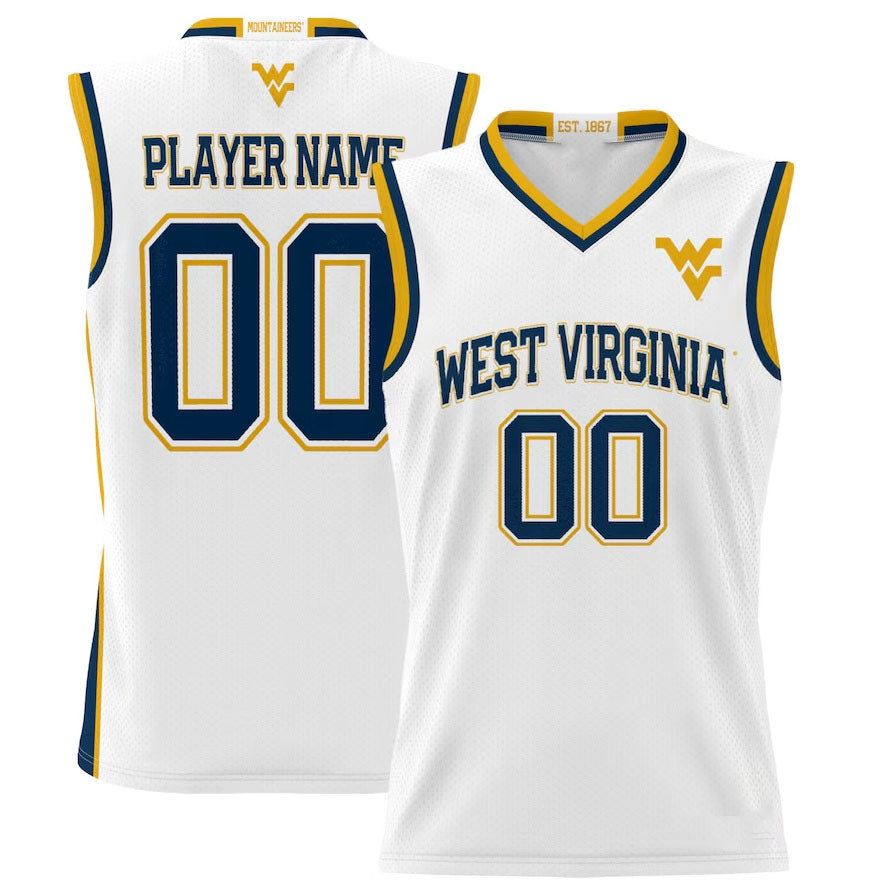 W.Virginia Mountaineers GameDay Greats NIL Pick-A-Player Lightweight Basketball Jersey - White American College Jerseys - Main View