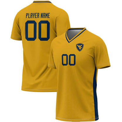 W.Virginia Mountaineers GameDay Greats Pick-A-Player NIL Lightweight Soccer Jersey - Gold American College Jerseys - Main View