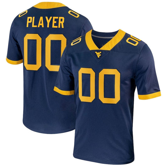 W.Virginia Mountaineers Pick-A-Player NIL Replica Football Jersey - Navy American College Jerseys - Main View