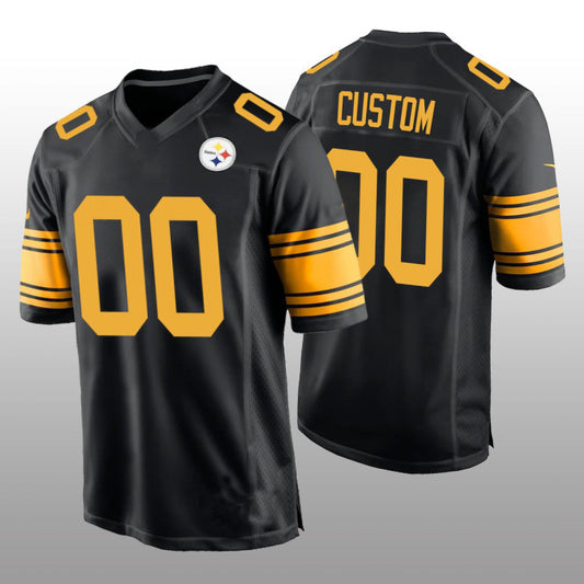 Custom  P.Steelers Black Alternate Game Jersey Stitched American Football Jerseys - Main View