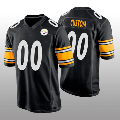 Custom P.Steelers Black Game Jersey Stitched American Football Jerseys - Main View