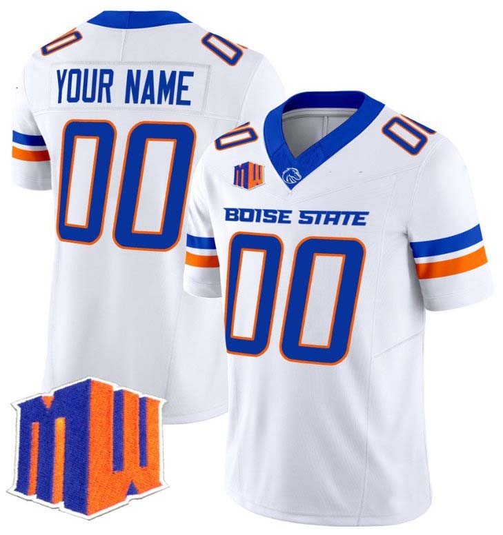 Custom B.State Broncos White Vapor Limited Football American College Jerseys - Main View