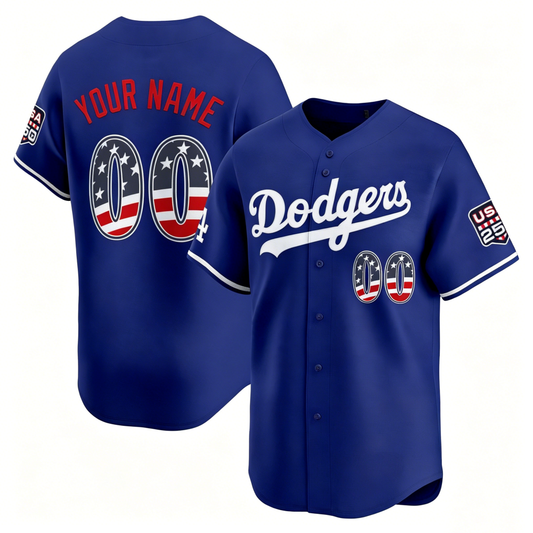 Custom Los Angeles Dodgers Royal USA 250 Fourth of July Limited Baseball Stitched Jersey - Main View