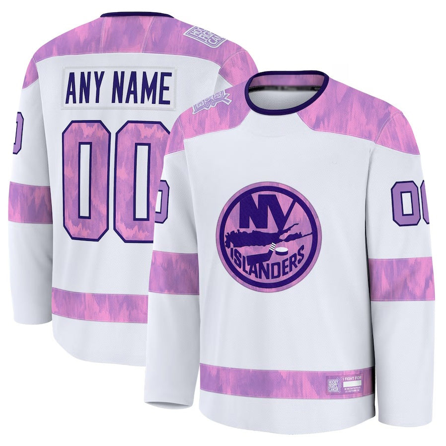 Custom NY.Islanders ACTIVE PLAYER White 2024-25 Away Stitched American Hockey Jerseys - Main View
