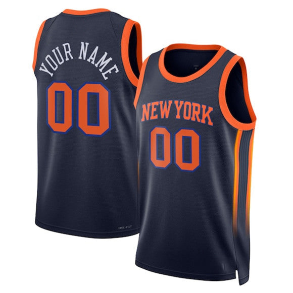 Custom NY.Knicks Active Player Black 2025 Statement Edition Stitched Basketball Jersey - Main View