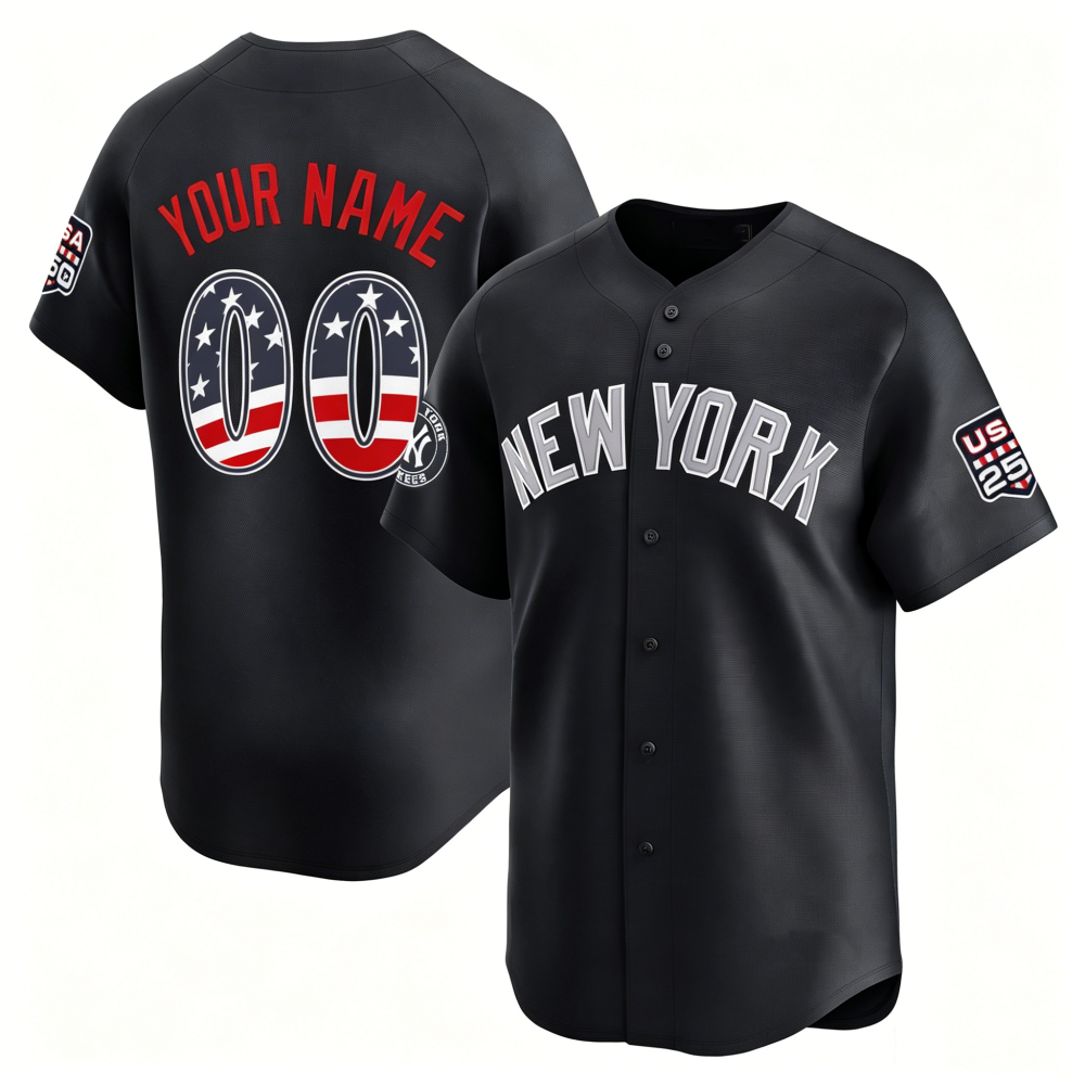 Custom New York Yankees Navy USA 250 Fourth of July Limited Baseball Stitched Jersey - Main View