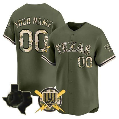 Custom Texas Rangers Armed Forces Day Vapor Premier Limited Jersey – All Stitched Baseball Jersey - Main View