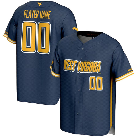 W.Virginia Mountaineers GameDay Greats NIL Pick-A-Player Lightweight Baseball Jersey - Navy American College Jerseys - Main View