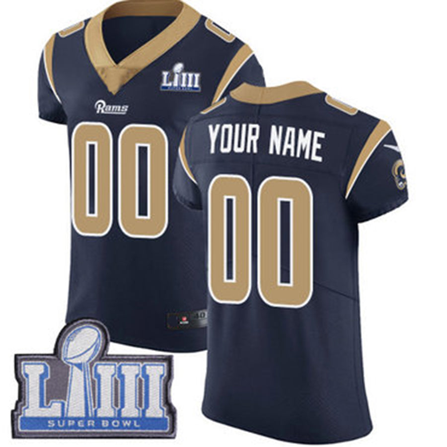 Custom LA.Rams Vapor Untouchable Super Bowl LIII Bound Elite Navy Blue Home Jersey American Stitched Football Jerseys - Main View