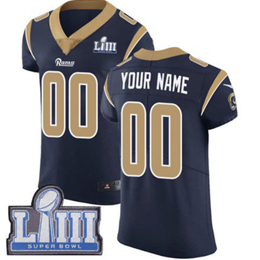 Custom LA.Rams Vapor Untouchable Super Bowl LIII Bound Elite Navy Blue Home Jersey American Stitched Football Jerseys - Main View