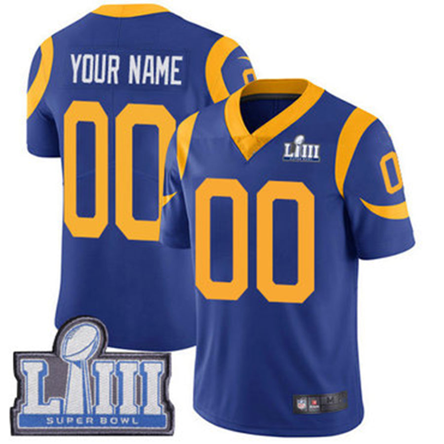 Custom LA.Rams Vapor Untouchable Super Bowl LIII Bound Limited Royal Blue Alternate Jersey American Stitched Football Jerseys - Main View