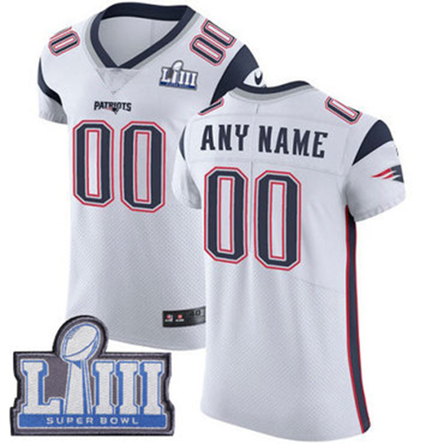 Custom NE.Patriots Vapor Untouchable Super Bowl LIII Bound Elite White Road Jersey Stitched American Football Jerseys - Main View